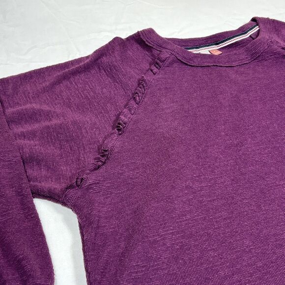 Anthropologie Pilcro Raglan Ruffled Thermal Top Purple Size Small Preppy Office - Picture 5 of 16